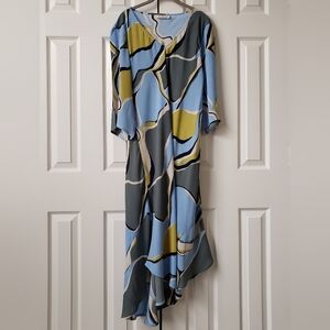 Masai Nora A-Line Dress –XXL – NWOT – Vibrant Blue & Green Print, Flowy & Chic!